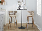 Cosini 30" Fixed-Height Barstool - Set of 2 - Light Grey Wood, Black Metal, Cream PU