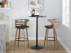 Cosini 30" Fixed-Height Barstool - Set of 2 - Light Grey Wood, Black Metal, Black PU