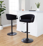 Claire Adjustable Barstool – Set of 2 - Black Metal, Black Velvet