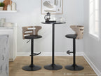 Cosi Adjustable Barstool - Set of 2 - Black Metal, Light Grey Wood, Black PU