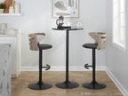 Cosi Adjustable Barstool - Set of 2 - Black Metal, Light Grey Wood, Black PU