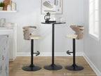 Cosi Adjustable Barstool - Set of 2 - Black Metal, Light Grey Wood, Cream PU