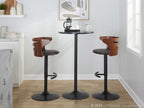 Cosi Adjustable Barstool - Set of 2 - Black Metal, Walnut Wood, Brown PU
