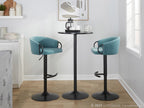 Claire Adjustable Barstool – Set of 2 - Black Metal, Light Blue Velvet
