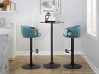 Claire Adjustable Barstool – Set of 2 - Black Metal, Light Blue Velvet