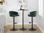 Claire Adjustable Barstool – Set of 2 - Black Metal, Green Velvet