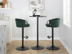 Claire Adjustable Barstool – Set of 2 - Black Metal, Green Velvet
