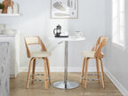 Cecina 24" Fixed-Height Counter Stool - Set of 2 - Chrome Metal, Zebra Wood, Cream PU