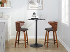 Cosini 24" Fixed-Height Counter Stool - Set of 2 - Walnut Wood, Brown PU, Black Metal