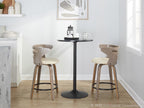 Cosini 24" Fixed-Height Counter Stool - Set of 2 - Light Grey Wood, Black Metal, Cream PU