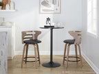 Cosini 24" Fixed-Height Counter Stool - Set of 2 - Light Grey Wood, Black Metal, Black PU