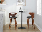 Cosini 26" Fixed-Height Counter Stool - Set of 2 - Walnut Wood, Charcoal Fabric, Chrome Metal