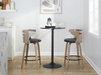Cosini 26" Fixed-Height Counter Stool - Set of 2 - Light Grey Wood, Black PU, Black Metal