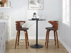 Cosini 26" Fixed-Height Counter Stool - Set of 2 - Walnut Wood, Brown PU, Chrome Metal