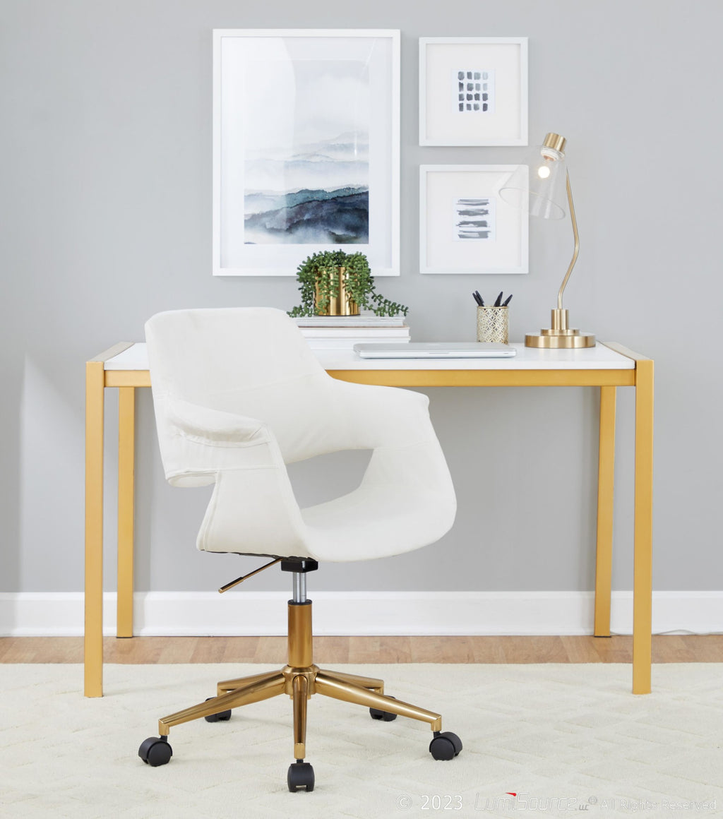 Vintage Flair Office Chair - Gold Metal, Cream Velvet