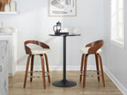Grotto 26" Fixed-Height Counter Stool - Set of 2 - Walnut Wood, Chrome Metal, Cream PU