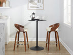 Grotto 26" Fixed-Height Counter Stool - Set of 2 - Walnut Wood, Chrome Metal, Cream PU