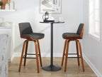 Corazza 30" Fixed-Height Barstool - Set of 2 - Walnut Wood, Charcoal Fabric, Black Metal