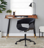 Vintage Mod Office Chair - Black Metal, Black Wood, Black Velvet