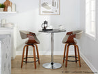 Symphony 24" Fixed-Height Counter Stool - Set of 2 - Walnut Wood, Pewter Grey PU, Black Metal