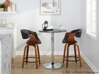 Symphony 24" Fixed-Height Counter Stool - Set of 2 - Walnut Wood, Black PU, Black Metal