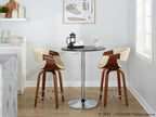 Symphony 24" Fixed-Height Counter Stool - Set of 2 - Walnut Wood, Cream PU, Chrome Metal