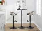 Grotto Adjustable Barstool - Black Metal, Light Grey Wood, Black PU