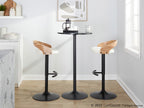 Grotto Adjustable Barstool - Set of 3 - Black Metal, Zebra Wood, White PU