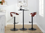 Grotto Adjustable Barstool - Set of 3 - Black Metal, Mahogany Wood, White PU
