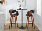Symphony 30" Fixed-Height Barstool - Set of 2 - Black Metal, Walnut Wood, Black PU