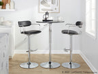 Demi Adjustable Barstool - Set of 2 - Chrome Metal, Black PU