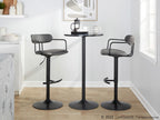 Demi Adjustable Barstool - Set of 2 - Black Metal, Grey PU