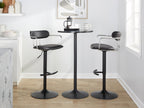 Demi Adjustable Barstool - Set of 2 - Black Metal, Chrome Metal, Black PU