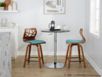 Folia 24" Fixed-Height Counter Stool - Set of 2 - Black Metal, Walnut Wood, Teal Fabric