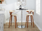 Gardenia 30" Fixed-Height Barstool - Set of 2 - Walnut Wood, Cream PU, Chrome Metal