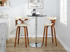 Gardenia 30" Fixed-Height Barstool - Set of 2 - Walnut Wood, Cream PU, Chrome Metal