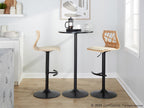 Folia Adjustable Barstool - Set of 2 - Black Metal, Zebra Wood, Cream PU
