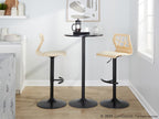 Folia Adjustable Barstool - Set of 2 - Black Metal, Natural Wood, Cream PU
