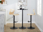 Folia Adjustable Barstool - Set of 2 - Black Metal, Natural Wood, Cream PU