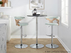 Gardenia Adjustable Barstool - Set of 2 - Chrome Metal, Whitewashed Wood, Seafoam Green Fabric