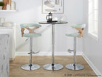 Gardenia Adjustable Barstool - Set of 2 - Chrome Metal, Whitewashed Wood, Seafoam Green Fabric