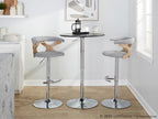Gardenia Adjustable Barstool - Set of 2 - Chrome Metal, Whitewashed Wood, Oat Fabric