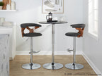 Gardenia Adjustable Barstool - Set of 2 - Chrome Metal, Walnut Wood, Charcoal Fabric