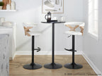 Gardenia Adjustable Barstool - Set of 2 - Whitewashed Wood, Black Metal, Cream Fabric