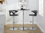 Gardenia Adjustable Barstool - Set of 2 - Black Wood, Chrome Metal, Grey PU