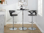 Gardenia Adjustable Barstool - Set of 2 - Black Wood, Chrome Metal, Grey PU