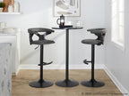 Gardenia Adjustable Barstool - Set of 2 - Black Wood, Black Metal, Grey PU