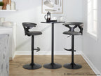 Gardenia Adjustable Barstool - Set of 2 - Black Wood, Black Metal, Grey PU