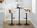 Gardenia Adjustable Barstool - Set of 2 - Chrome Metal, Walnut Wood, Cream PU
