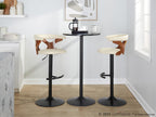 Gardenia Adjustable Barstool - Set of 2 - Chrome Metal, Walnut Wood, Cream PU